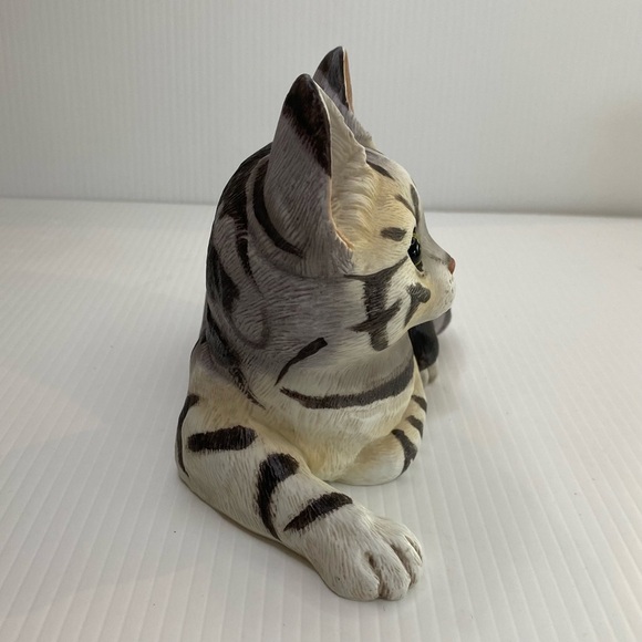 Vintage 1984 Enesco Purebred Pets Grey/black Tabby Kitty By Kathy Wise Figurine - Picture 5 of 11